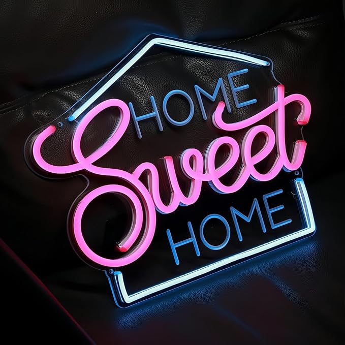 Home Sweet LED Neon Sign for Wall Decor USB Adjustable Brightness Living Room Bars Barbers Pub Wedding Party Salon Club Gatherings Gaming Room Man Cave Halloween Christmas Birthday Art Wall Decor
