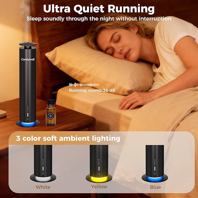 Waterless Scent Diffuser, Essential Oil Diffuser Machine - Cold Air Diffusion Tech for 1500 Sq Ft Large Room, Home, Office, Hotel & Spa, Starter Kit Includes 1 Scent Oil & Remote Control & APP