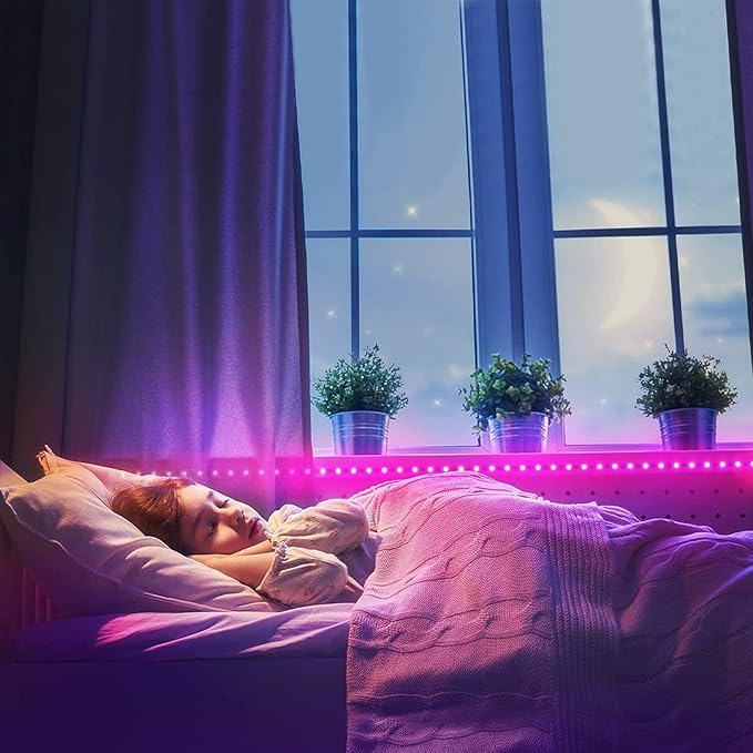 MIHEAL Led Strip Lights 32.8ft 5050 RGB LEDs Color Changing Lights Strip for Bedroom, Desk, Home Decoration, with Remote and 12V Power Supply