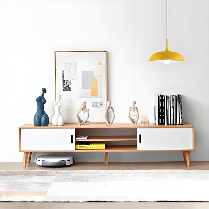 IcosaMro Thinker Statues Bookshelf Decor Abstract Sculpture Mid-Century Art Collection Figurines Modern Boho Home Decor Aesthetic Accents for Entryway Office Coffee Table Dresser TV Stand (Sandstone)