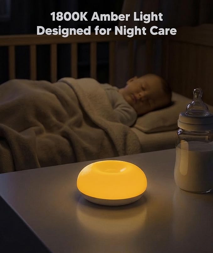Baby Night Light, 0 Blue Light Nursery Night Egg Light for Breastfeeding, 1800K Amber BPA-Free Silicone Lamp with Child Lock, Dimmable Touch & Flip Control, Rechargeable Bedside Light for Kids Toddler