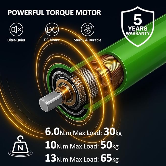 Electric Roller Shade Motor 120V Hardwired Tubular Motor Kit, High Torque Heavy Duty Blind Drive for 1.57”/2” Tube, Mechanical Limit (Switch Control) (13 N.m for Φ50mm (2") Groove Tube)