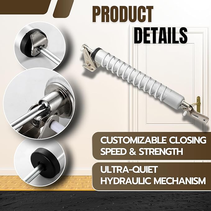 Heavy Duty Screen & Storm Door Closer Kit - Adjustable Spring Tension Mechanism for Smooth Quiet Closing - Universal Replacement for Home, RV & Commercial Doors