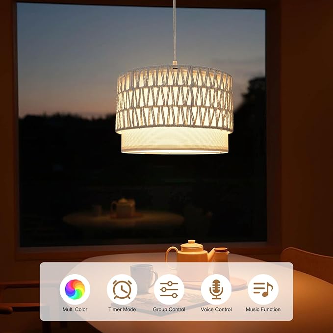 Hanging Lamp Plug in Pendant Light, 15FT White Hanging Lights with Plug in Cord, Hanging Light with Bulb and Remote, Hanging Lamps for Bedroom, Living Room, Kitchen, Farmhouse