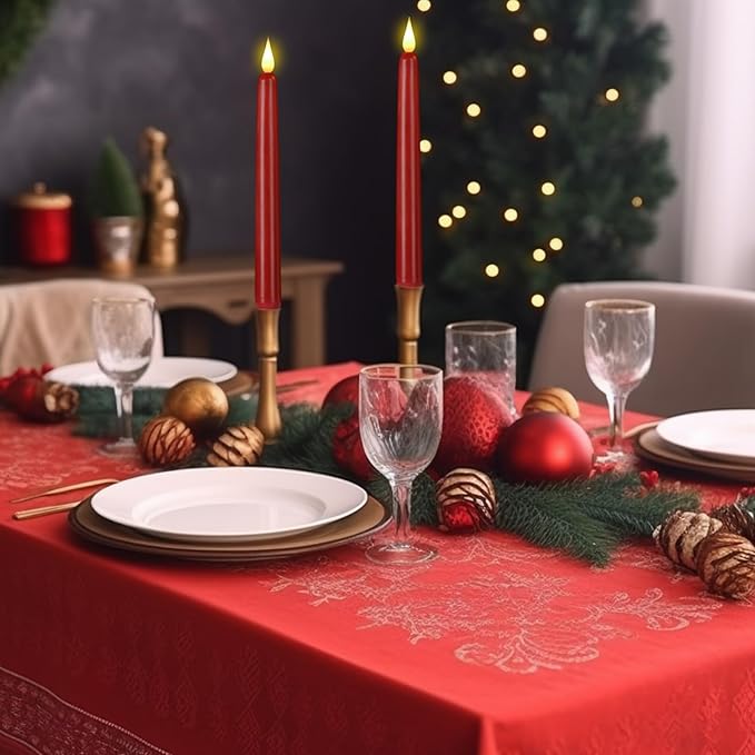 Flameless Taper Candles with Remote Control,3/6/9/12/15pack Plastic LED Candles, Flickering Battery Operated, 9.2'’Classic Tall Candle for Wedding, Party,Christmas,Home Decor (15PACK, Red)