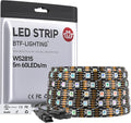 BTF-LIGHTING WS2815 (Upgraded WS2812B) LED Strip Light,UL Listed,16.4FT 300 LED/Pixels,Flexible Chasing RGB,Dual Signal Individually Addressable,5050SMD,3M Tape,DC12V IP65(No Adapter or Controller)