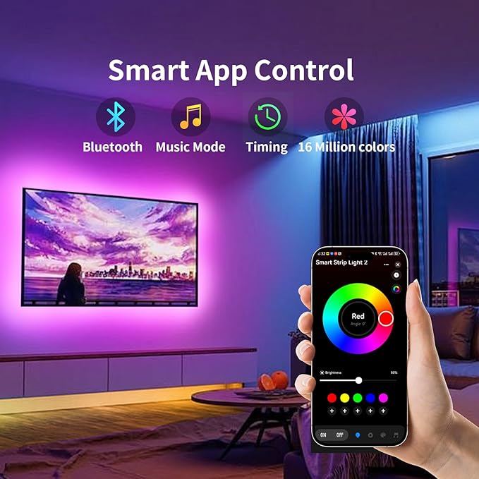 KSIPZE LED Lights for TV, 13ft TV led Backlight for 32-65Inch TVs RGB TV Backlight Behind Music Sync Smart APP & Button Control TV LED Strip Lights USB Powered for Bedroom/Gaming