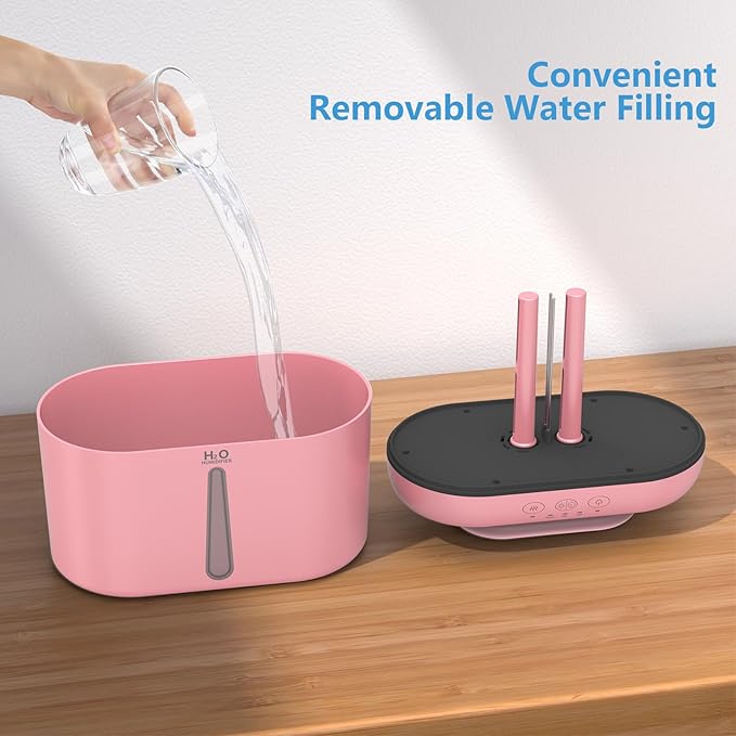 SZO Humidifiers for Bedroom, 2.5L Capacity, Auto Shut-Off, Easy to Fill & Clean, 16 dB Quiet Ultrasonic Humidifier for Large Room, Plants, Baby Nursery, Indoor, Night Light（Pink）