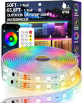 65.6FT Outdoor LED Strip Light Waterproof,IP68 Outside RGB+IC Light Strip with App/Remote Control,Chase Mode,Music Sync Light for Balcony,Deck,Rooftop,Garden,Pool