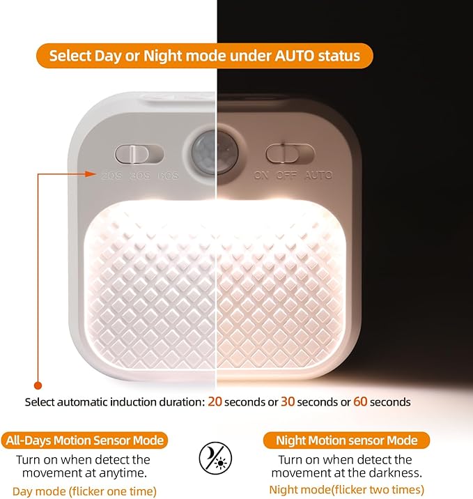 Motion Sensor Cabinet Lights Rechargeable with Timer, Day & Night Sensor Modes, Under Cabinet LED Light with 3 Color Temperatures Stepless Dimming, Magnetic Closet Light for Kitchen, RV, Cruise