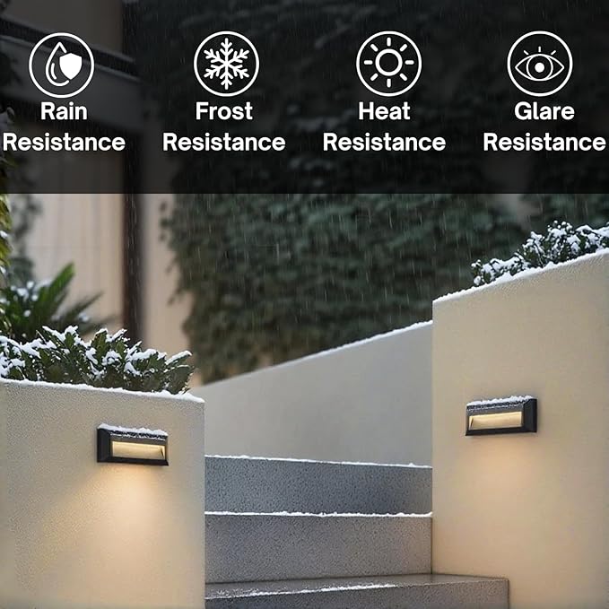 ZONK LED Outdoor Indoor Step Lights, Line Voltage 110-240V 2W Landscape Stair Lights, 9 Inch Non-Dimmable 3000K IP65 Waterproof Stairway Lighting, LED Deck Light, Retaining Wall Lights, Pack of 3