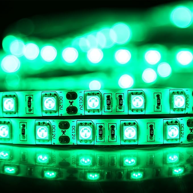 SUPERNIGHT Green LED Light Strip, 16.4ft Bright Green LED Tape Lights, 300 Units SMD 5050 LEDs, IP65 Waterproof Flexible Rope Lights for Room, Kitchen, Under Cabinet Lighting, Party