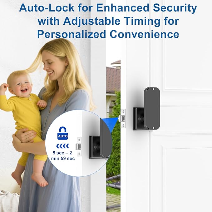 Foxgard Fingerprint Door Lock – 5-in-1 Biometric Smart Lock with Keypad, App Control, Key, Auto-Lock, Electronic Deadlock – Keyless Entry for Bedroom, Office, Indoor Use – Includes 2 IC Cards