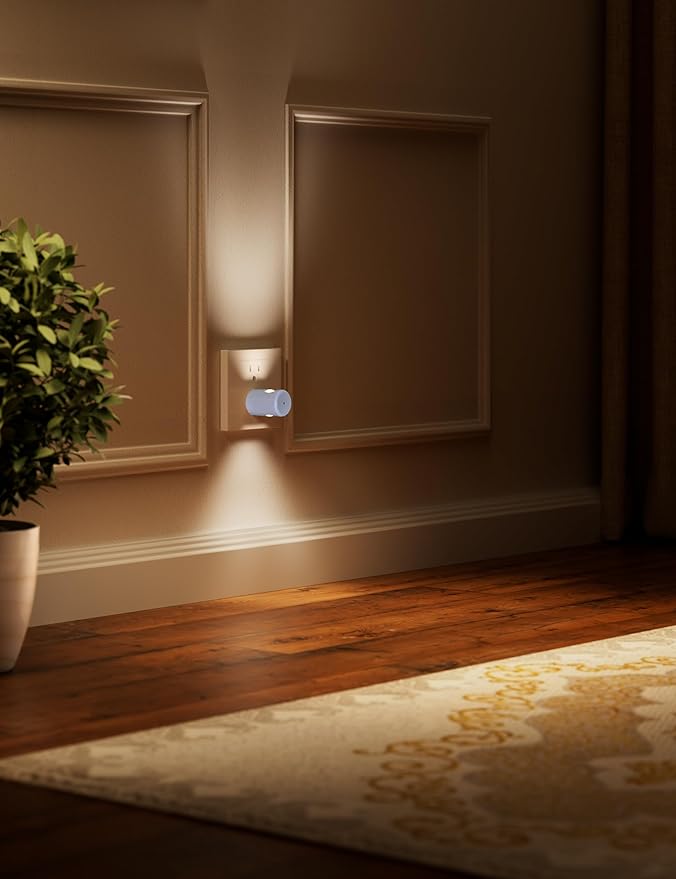 GEPLAD 4 Pack Motion Sensor LED Night Light, Plug-in Wall Automatic Dusk to Dawn Nightlights, 2700K Warm White 100LM, Energy Efficient for Hallway, Bathroom,Bedroom