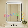 28x40 Inch Black Framed LED Bathroom Mirror with Lights, Built-in Bluetooth Speaker,Tempered Glass,Dimmable Lighted Bathroom Vanity Mirror with 3 Colors, Backlit + Frontlit, Memory, Anti-Fog