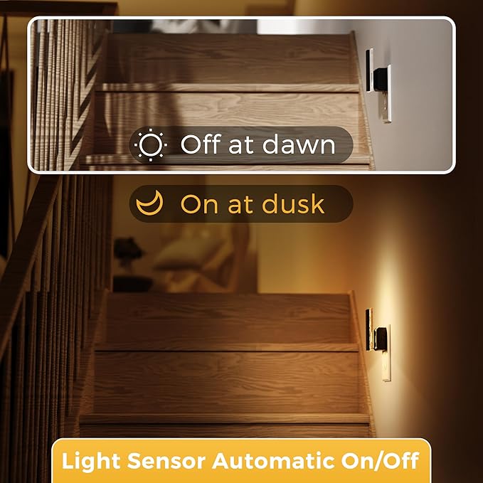 L LOHAS LED Night Light Plug into Wall, 0-100LM Dimmable Night Light with Dusk to Dawn Sensor, Decorative Plug in Night Lights for Bathroom, Hallway, Bedroom, Stairway, 1 Pack