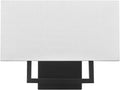 Globe Electric 2-Light Wall Sconce, Matte Black, White Linen Shade, Rectangular Cutout Body, Dimmable, 65000081