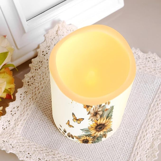Sunflower Moon Flameless Candles Bulk Timer Battery Operated Candles with Remote Color Changing Electric Pillar Led Candles Room Home Dining Table Decorations Tea Light