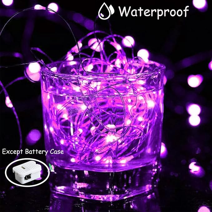 ZGWJ Fairy Lights Battery Operated, 50 Pack Twinkle String Lights 20 LED 7FT 3 Lighting Modes for Bedroom Decor, Easter, Halloween, Christmas, Party Indoor and Outdoor Decoration (Purple, 50PCS)