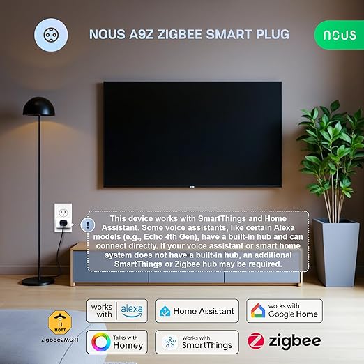 𝗭𝗶𝗴𝗕𝗲𝗲 Smart Plug, Energy Monitoring, 𝗭𝗶𝗴𝗯𝗲𝗲 𝗛𝘂𝗯 Required, ETL Certified, Compatible with Alexa, Google Home, Home Assistant, SmartThings, Remote App Control, Smart Outlet, 1 Pack