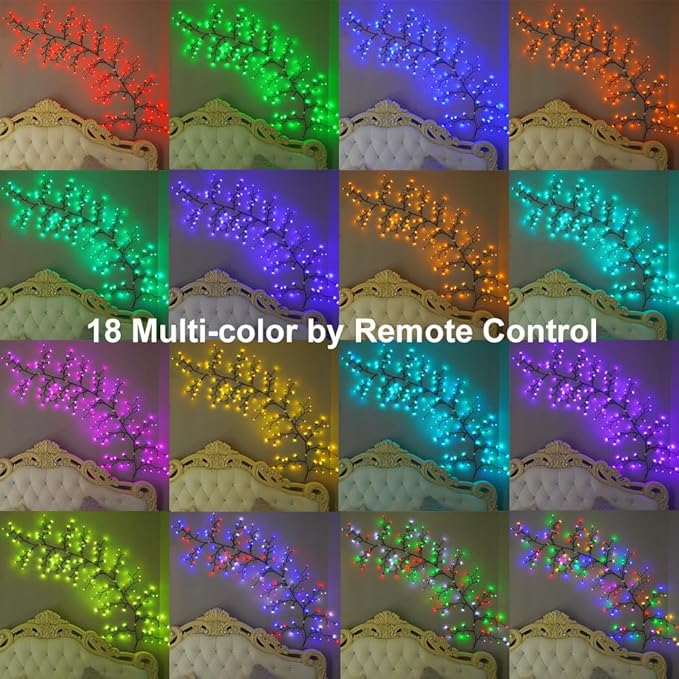 H-Wniniai Enchanted Vines for Home Decor, Christmas Decorations 18 Multi-Color 144 LED 6FT Willow Vine Lights Indoor Decor Artificial Plants Tree Lights for Walls Bedroom Living Room Decor Aesthetic