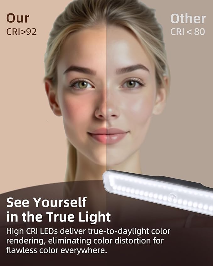 EZVALO Wireless Makeup Light 2 Pack, Vanity Lights for Mirror,Bathroom Mirror Light, Rechargeable, 3 Color Temperatures, Stepless Dimming, Touch Control, Adjustable Angle, Black, Women's Gifts