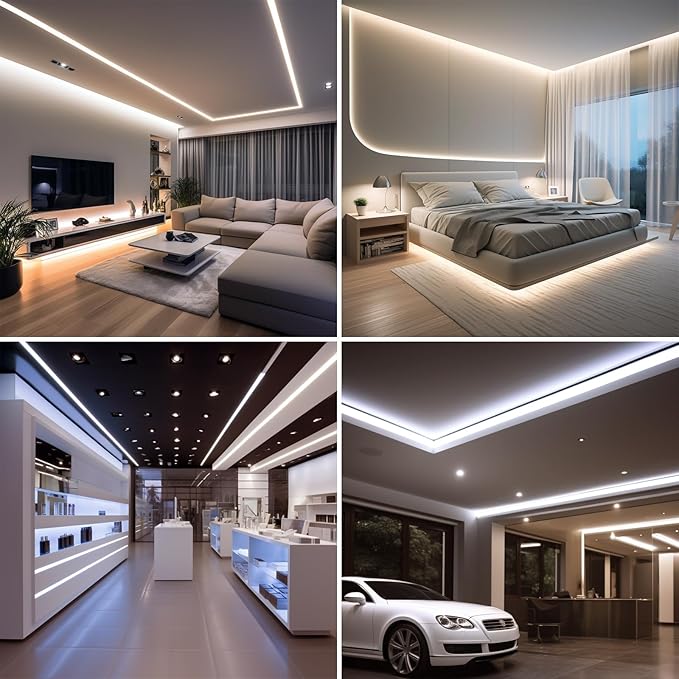 48V COB LED Strip Light 65.6ft, 4000K Natural White Flexible Cuttable LED Tape Lights 8W/M 480LEDs/M CRI 92 with AC 110V Power Supply for Bedroom Ceiling Living Room Commercial