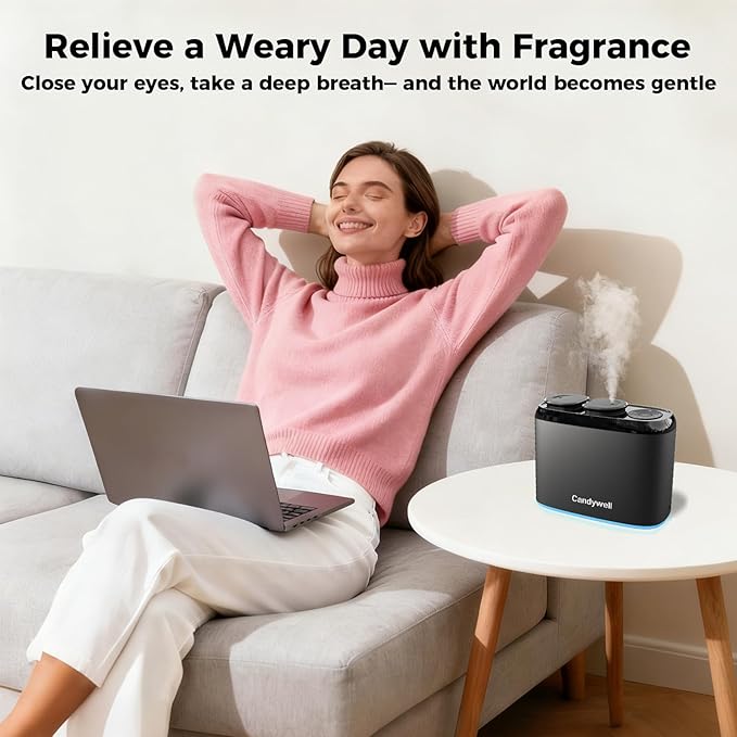 Smart Waterless Essential Oil Diffuser with Dual Nozzle & App Control, Cold Air Tech Diffuser for 1500 Sq Ft, with 4 Timer & Mist Levels, Hotel Scent Diffuser for Home & Office