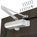 Automatic Door Closer Heavy Duty Fire Prevention Spring Hydraulic Aluminum Alloy Surface Mounted Residential Commerical Door Closer (White, Size2-Door Weights 99-187 Lbs)