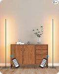EDISHINE LED Corner Lamp, Set of 2 Minimalist Dimmable Tall Light with Remote, 57.5" Floor Lamps for Living Room, Bedroom, Home Office, 7 Color Temperature 2700-6000K (Black)
