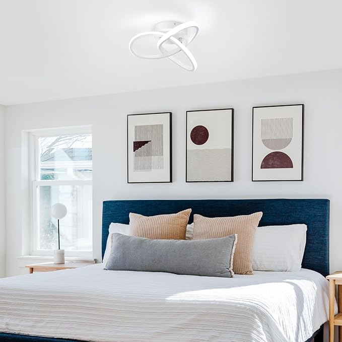 CANEOE Hallway Light Fixtures 6000K Cool White Modern Led Ceiling Light Fixtures Close to Ceiling Light for Hallway Kitchen Bedroom Bathroom Curved Design Ceiling Lamps