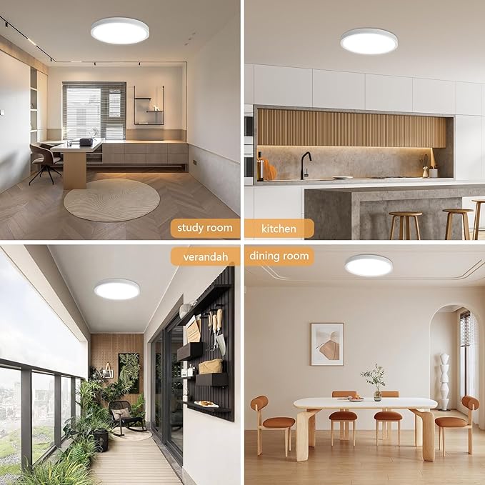 4PK 12 Inch LED Flush Mount Ceiling Light, 24W, 2520LM, 3000K/4000K/6000K CCT Selectable Super Slim LED Ceiling Light, Close to Ceiling Round Flat Panel Light for Hallway, Bedroom,Kitchen ect