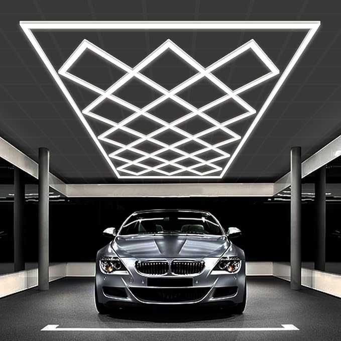 Large Hexagon Garage Lights 23 Hex Ultra-Bright Led Lights New Updated Diamond Commercial Lighting for Garage Car Detailing Barber Shop Gym Warehouses Basement.
