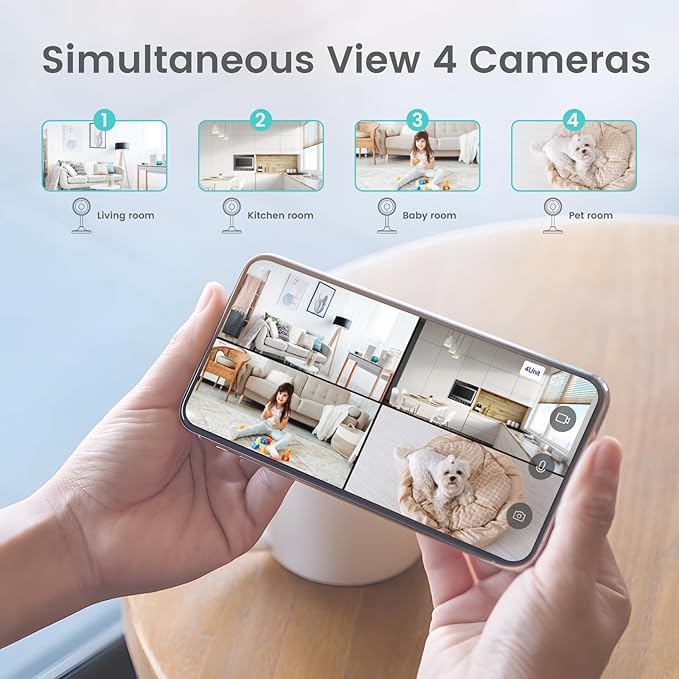 litokam Indoor Cameras for Home Security with Night Vision, Pet Camera with Phone App, WiFi Home Security Camara, Baby Monitor Work with Alexa, Motion Detection, 2 Pack, 2K
