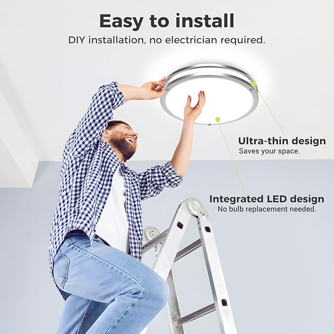 hepside 13inch Ceiling Lights, 24W & Dimmable Flush Mount LED Ceiling Light Fixture, 5CCT(3000K 3500K 4000K 5000K 6500K) Adjustable Ceiling Lamps for Kitchen Bathroom Bedroom Hallway