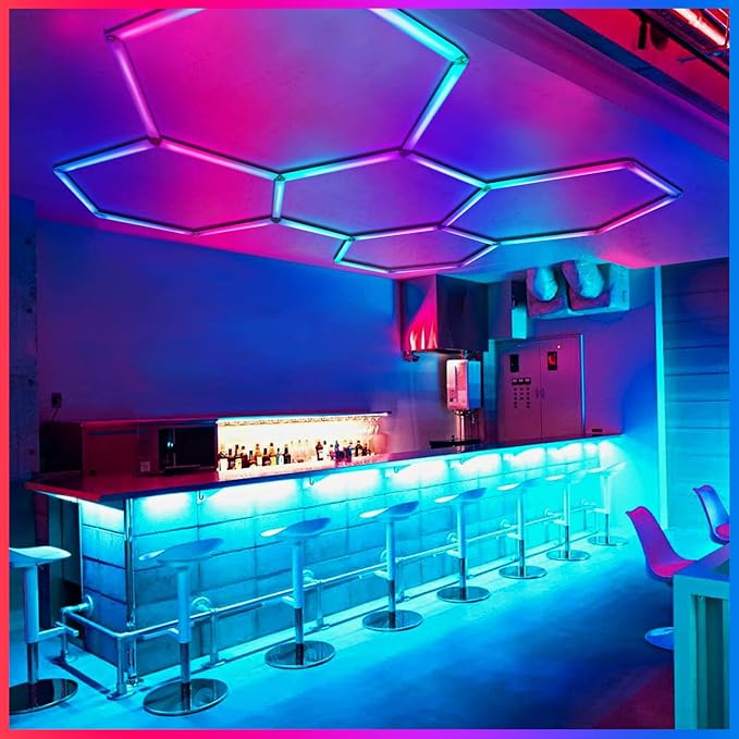 24 Pack Remote Hexagon Lights,RGB Garage LED Panel Light,358 Modes,IP54,LED Ceiling Lights for Party,Gaming