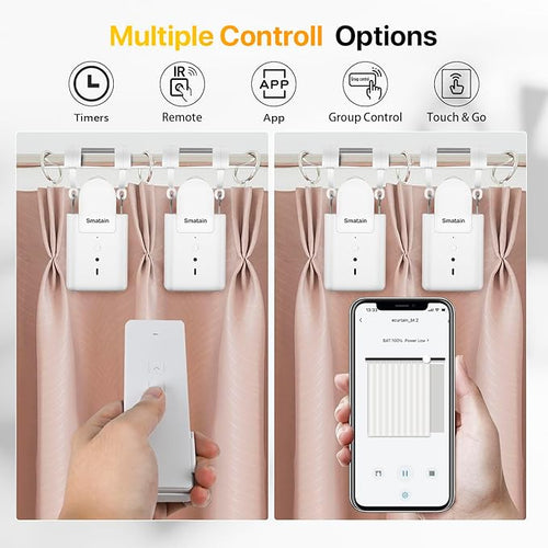 -2 Pack Automatic Curtain Opener Robot - Smart Curtains Home Device with Remote Control, Timer Switch, Voice Control, Manual Control Remote Control Version