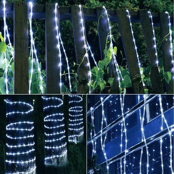7/16" Rope Lights, 9.9ft 2-Wire Waterproof LED Rope Light Kit, 110V-120V PVC 30 LED/M Tube Lights Strip for Background, Outdoor, Christmas, Home Decoration(White)