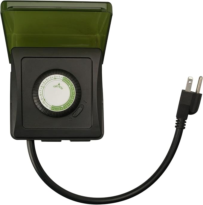 Southwire Woods Outdoor 24-Hour Heavy Duty Mechanical Plug-In Timer - Energy-Saving Control - Dual Grounded Outlets - Programmable Outdoor Timer - Weatherproof Design - Black