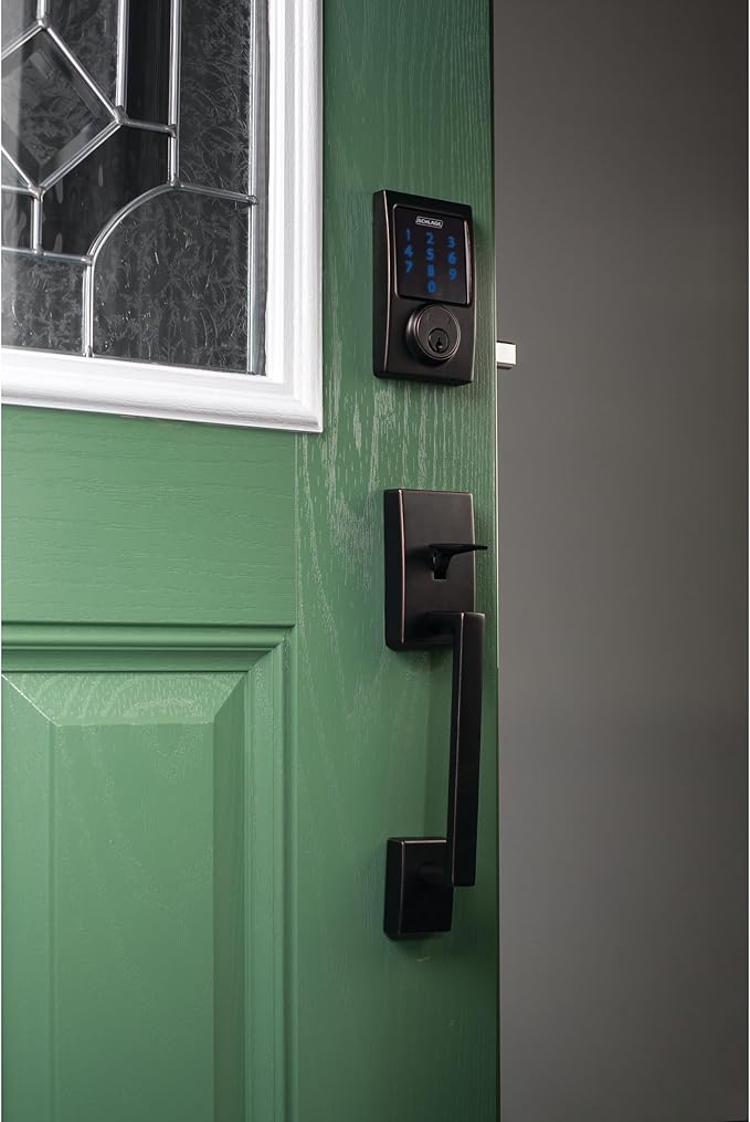 Schlage Connect Smart Deadbolt Lock with Touchscreen Keypad, Keyless Front Door Entry, Z-Wave Plus Compatible, Aged Bronze, BE469ZP CEN 716