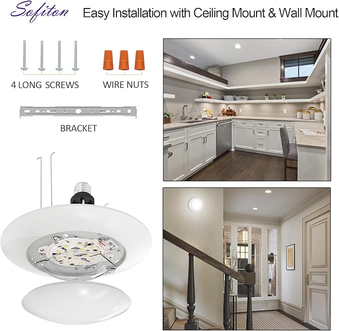 8-Pack 12 Inch Disk Lights, 2700K-5000K Adjustable, 25W, 1750LM, CRI 90+, Dimmable 10%-100%, Wet Rated, Surface Mount LED Ceiling Light for Bathroom Kitchen, ETL Listed