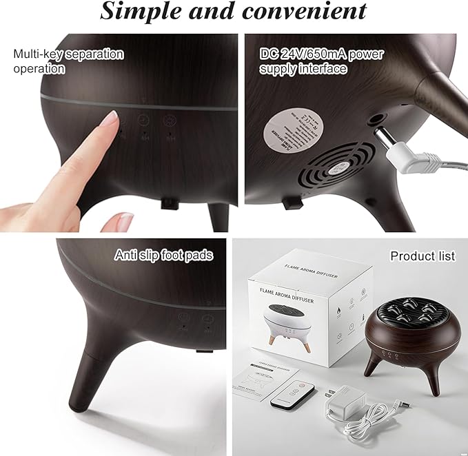 Essential Oil Diffuser 350ml, Essential Oils Large Room, Ultrasonic Aroma Diffuser with Remote Control,Timer, 7Colors Light Humidifier for Bedroom Home Office Hotel(Brown)