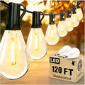 120FT Outdoor String Lights, Ultra Long Waterproof 30+2 Shatterproof Bulbs Led Outside Patio Lights for Porch Deck Garden Backyard Balcony Wedding Party Decor