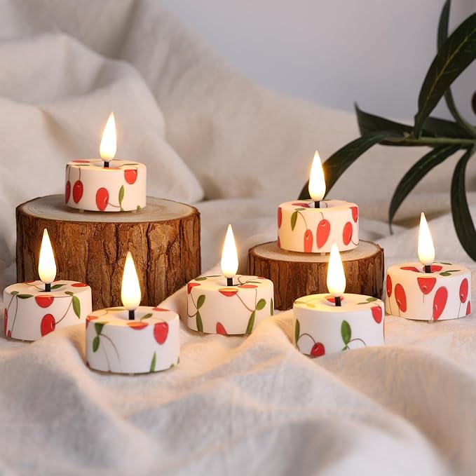 Eywamage Flameless Tealights with Remote Batteries, Flickering LED Tea Votive Candles Holiday Home Decor Set of 12