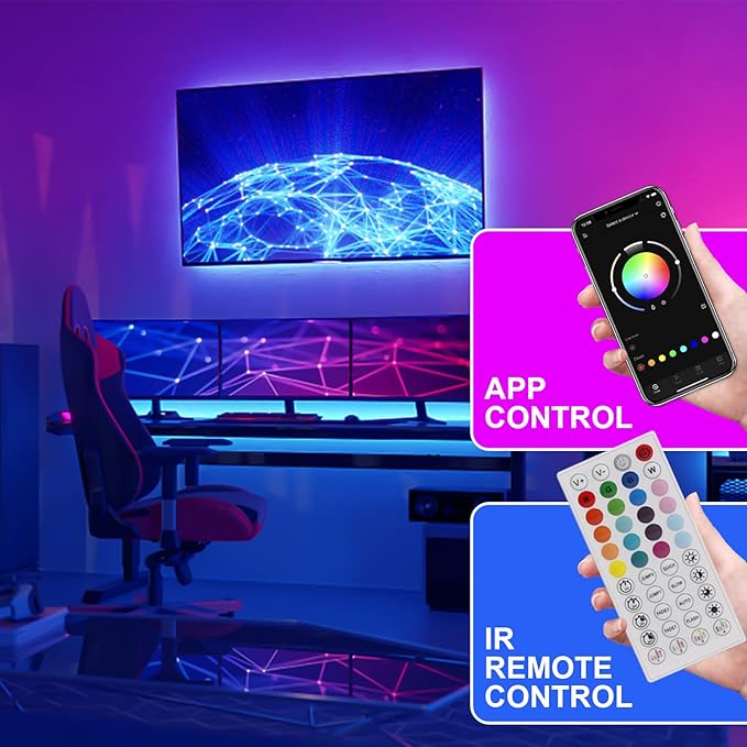Led Lights for Bedroom 100ft, Led Strip Lights, Music Sync Color Changing Led Lights with APP and 44 Keys Remote Control, Rope Lights, RGB Led Light Strips for Room Decor(50ft*2)