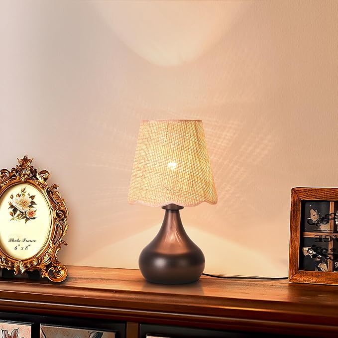 Oil Rubbed Bronze Small Table Lamp for Bedside, Farmhouse Bedroom Lamps for Nightstand, Vintage Small Table Lamps for Small Spaces for Bedroom, Kitchen Counter, End of Table, Office