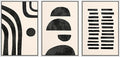 wall26 Framed Wall Art Print Set Black and Tan Semi Circles and Lines Geometric Shapes Digital Art Modern Art Mid-Century Modern Relax/Calm for Living Room, Bedroom, Office - 24"x36"x3 White