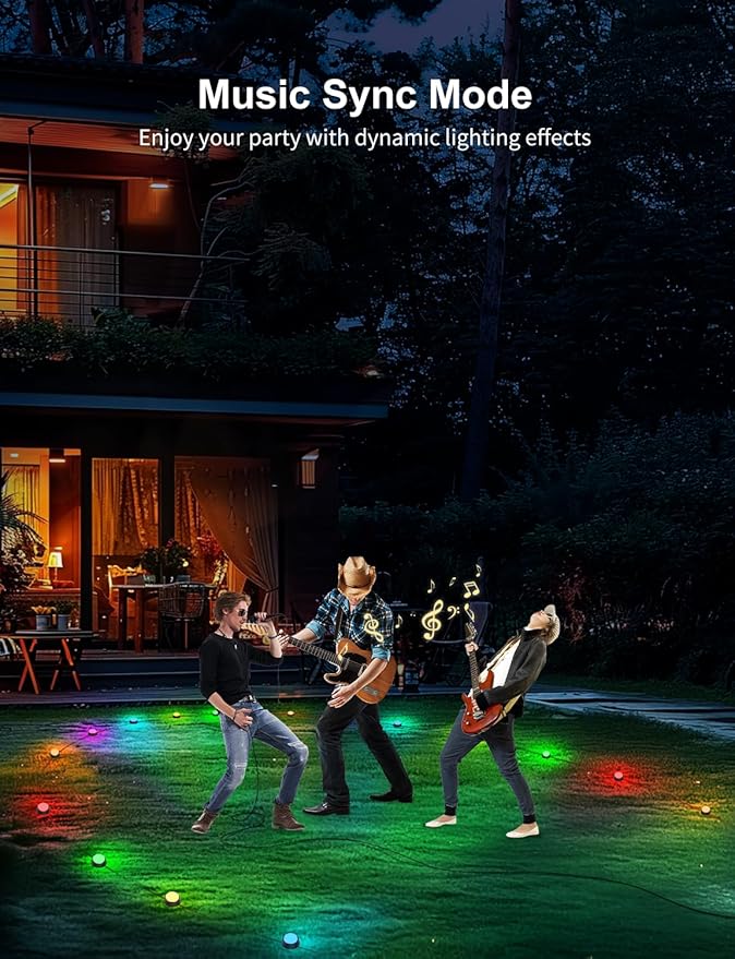 APPECK Outdoor Ground Lights 15 Pack, 32FT RGBW Color Changing Pathway Lights Wired, Smart Landscape Lights IP65 Waterproof, for Path Yard Lawn Patio Holiday Party Decor, with App/Remote Control