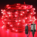 RUICHEN Plug in Fairy Lights with Switch, Waterproof 33 Ft 100 LED Silver Wire Starry String Firefly Lights for Christmas, Mother's Day, Thanksgiving, Parties, Ceiling, Vases, Craft, Red