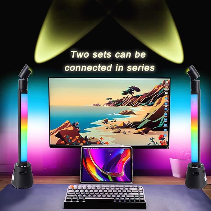 RGB Light Bar,Speaker Music Sync LED Lights Bars, USB Powered Ambient Lighting, Connection TV Backlights with Scene for Gaming, Pictures, PC, Room Decoration (one)